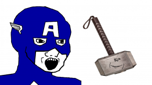 Captain America shortly before fucking lifting Thors hammer