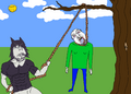 A brimstone meme showing miss circle lynching Baldi, which is a part of the autism wars.