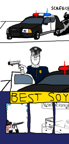 File:Officer soyjon responds to active shooter situation and defeats fedora trenchcoat soyak who killed smug computer soyak and happy repairman soyak.png