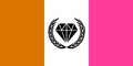 The flag of the Soyumvirate. Initially, the orange represented Froot, the white represented Angeleno, and the pink represented Doll. Adapted into the current New Frootist Order flag upon the dissolution of the soyumvirate